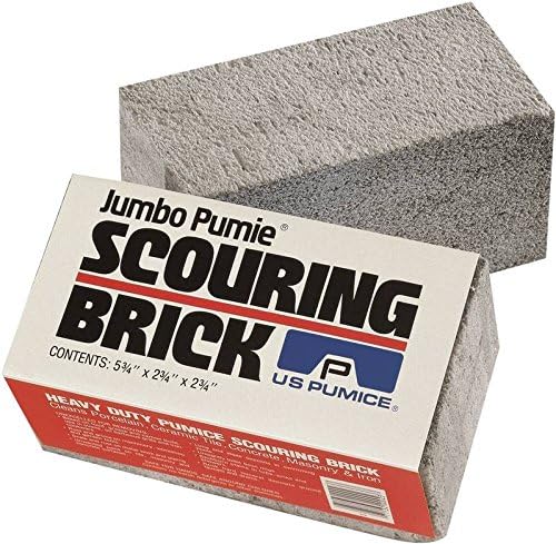 PUMIE JPS-12 Jumbo Scouring Brick, for Large Surface Cleaning, Removes Lime, Scale, Rust, Calcium - Pool Pumice Stone Tile Cleaner, Barbecue Cleaning Stone, Hand Safe, Pack of 12