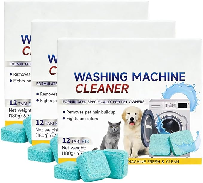 Washing Machine Cleaner Tablets 24 Pack, 2026 Upgraded Washer Cleaner Tablets for HE Top Front Load Washer, Removes Pet Hair, Odors, Suitable for Pet Owners (36 Pack)