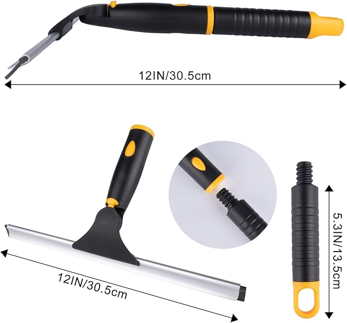 ITTAHO Swivel Shower Squeegee for Glass Doors, All-Purpose Anti-Slip Window Squeegee with 2 Blades, Window Cleaner Tool Bathroom Squeegee for Shower Doors, Tile Shower Walls，Mirrors,Car Windshields