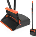 Broom and Dustpan Set for Home, JEHONN Long Handle Lightweight Indoor Broom Set Heavy Duty, Upright Standing Dust Pan with Comb Teeth Store Sweep Set for Room Kitchen Office Lobby
