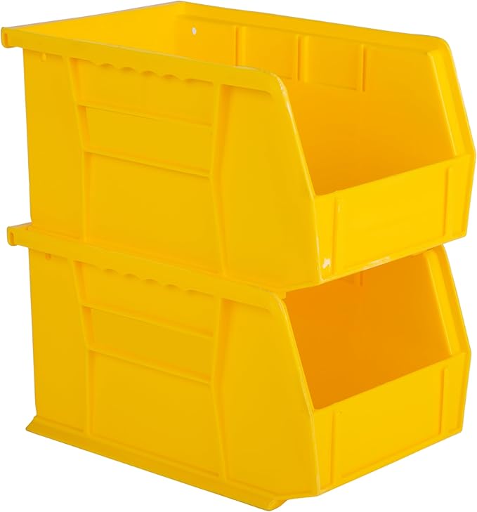 Hudson Exchange 9-1/2" x 6" x 5" Plastic Stackable Storage Bin and Hanging Container (Yellow, 1 Pack)