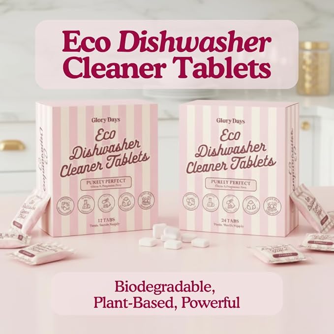 Dishwasher Cleaner And Deodorizer Tablets - 1 Year Supply Unscented Dishwasher Cleaning Tablets - Deep Cleaning Removes Limescale and Odors - Eco-friendly Dish Washer Machine Cleaner - Septic Safe