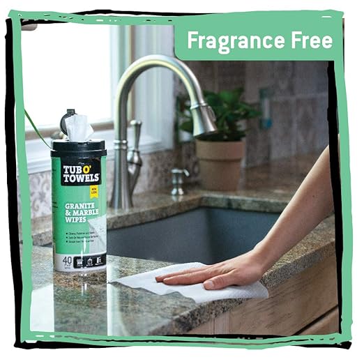 Tub O' Towels Granite & Marble Cleaning Wipes, 7" X 8", 40-Count Wipes, 4-Pack