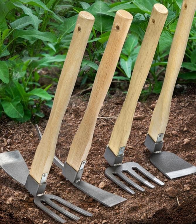 Garden Hoe,Garden Tools Digging Hoe and Rake, Hand Hoe with Wooden Handle for Loosening Soil and Weeding