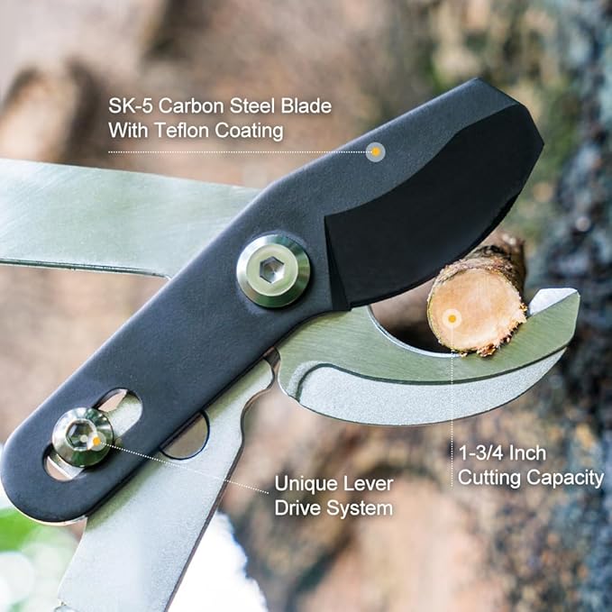 Berry&Bird 28" Garden Loppers for Tree Trimming, Heavy Duty Bypass Loppers with Compound Action, Branch Cutter up to 1.75" Diameter Cut Capacity, Hand Loppers with Carbon Steel Blade, Ashwood Handle