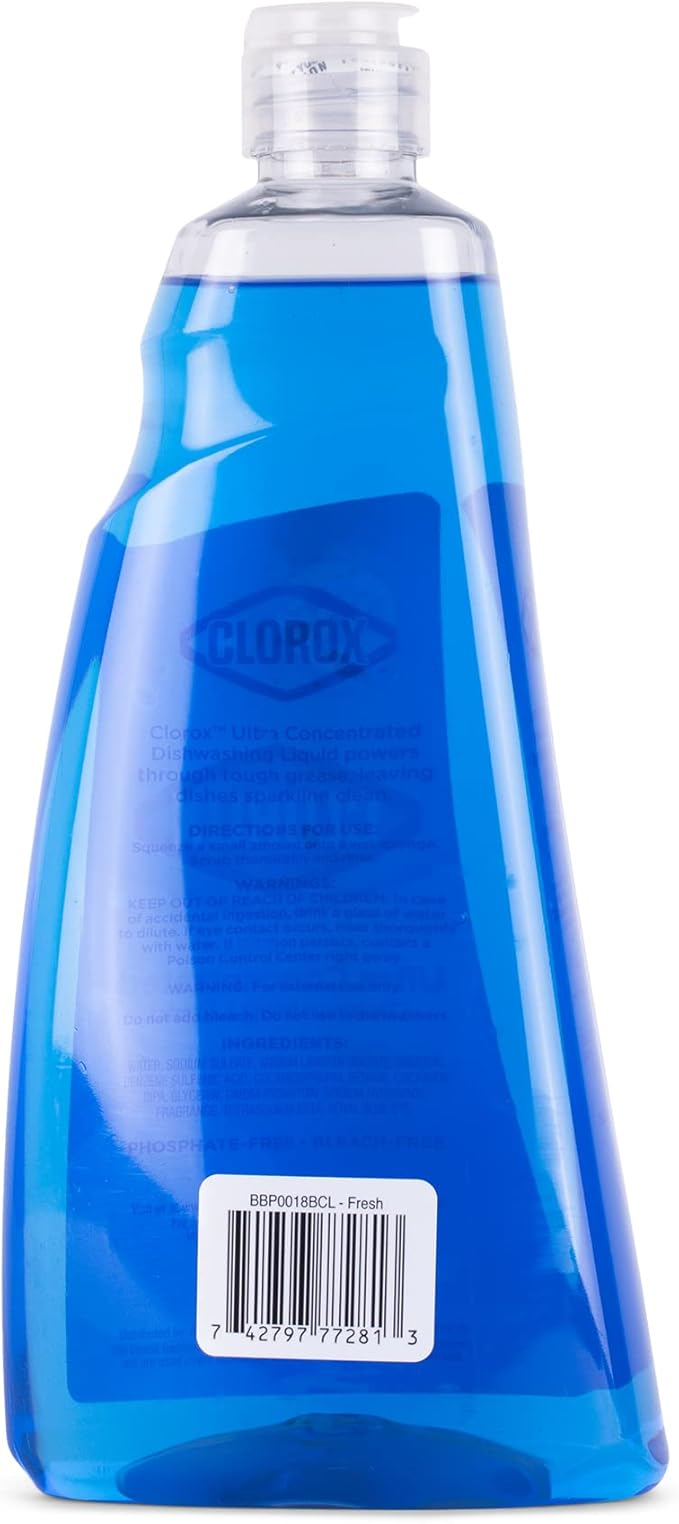 CLOROX Liquid Dish Soap | OXY Powered Dishwashing Liquid Cuts Through Tough Grease FAST | Quick Rinsing formula Washes Away Germs | A Powerful Clean You Can Trust, Fresh Scent, 6-Pack