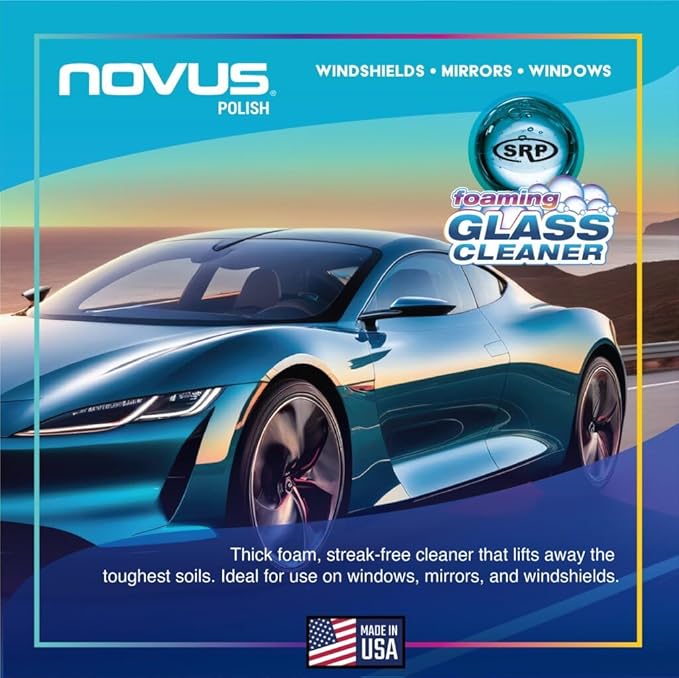 NOVUS 1802 | Glass Cleaner Spray | Powerful Foaming Glass Cleaner, Streak-Free Shine for Home and Auto | Safe for All Glass Surfaces | 19 Ounces (1 Pack) |