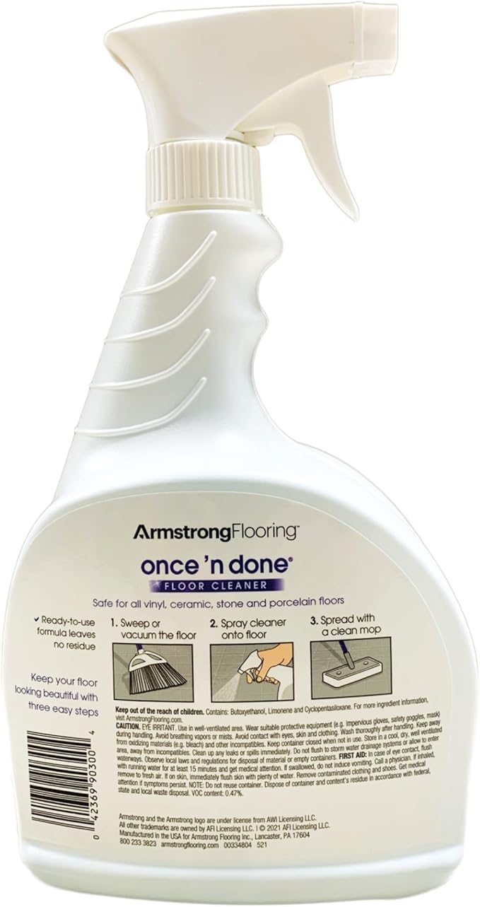 Armstrong Flooring S-334 Once'n Done Resilient and Ceramic Floor Cleaner Spray 32 Fl oz