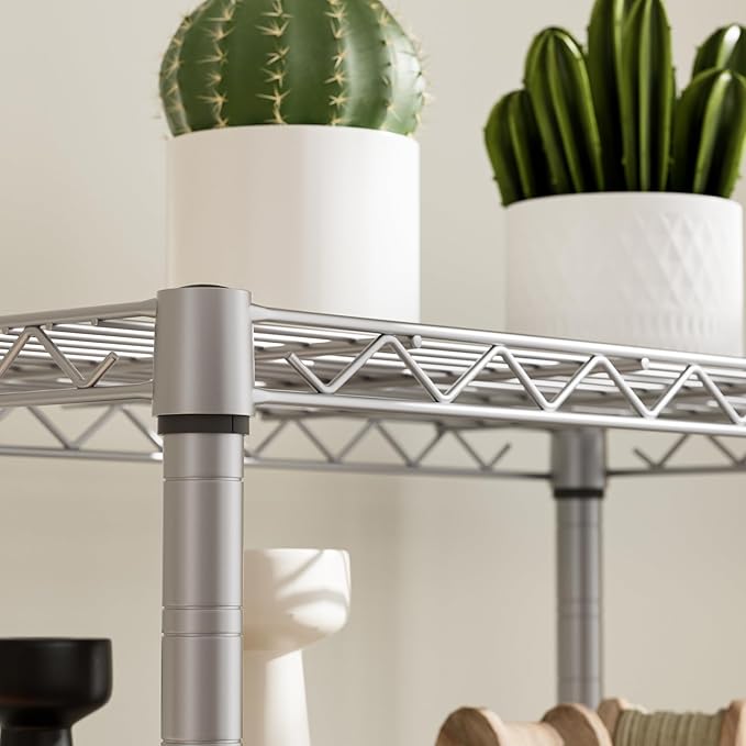 Golpart 5 tire Shelves Storage Wire Shelving Unit Metal Shelf Adjustable Organizers Storage Shelving with Wheels for Bathroom Laundry Room Kitchen Pantry12”D x 22”W x 69”H Silver