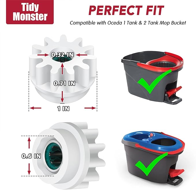 Pedal Bearing Replacement for OCedar Mop Bucket - Easy Fix for O-Cedar Easywring Bucket System. 2 Pack One Way Clutch Gear Sprockets Repair Compatible with 90% Rotation Mop Bucket on The Market.