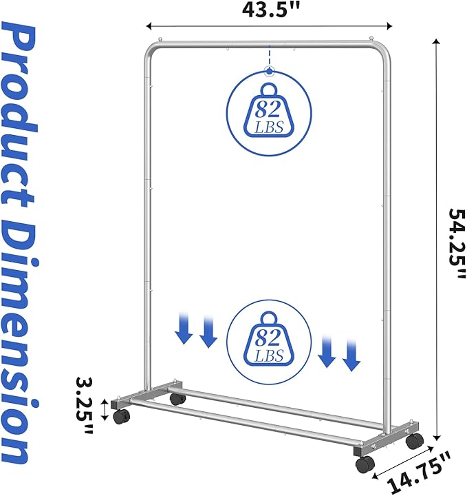Simple Trending Standard Clothes Clothing Garment Rack with Storage Shelves, Rolling Clothes Organizer on Wheels for Hanging Clothes, Silver