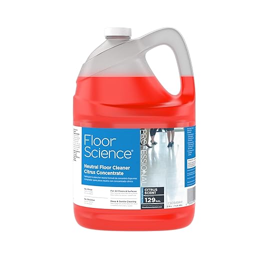 Diversey Floor Science CBD540441 Professional Neutral Floor Cleaner, Deep & Gentle Cleaning with No Residue or Rinse Required, Citrus Scent, Concentrate, 1-Gallon