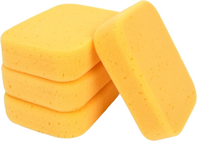 4PCS Large Car Wash Sponge – Sponges for Cleaning Extra Thick High-Density Pottery Sponges, Scratch-Free, Super Absorbent, Reusable for Auto Detailing, Waxing, and Cleaning