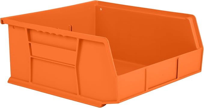 Hudson Exchange 11" x 11" x 5" (3 Pack) Plastic Stackable Storage Bin and Hanging Container, Orange