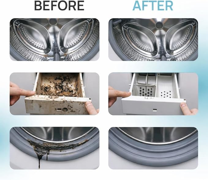 8 PCS Multi-Purpose Washing Machine Cleaning Brush, Dryer Vent Cleaner Kit, Crevice Brush for Bathroom, Grout & Sink, Household Tile Cleaning Tools, Long Handle Tools for Front Load & Top Load Washers