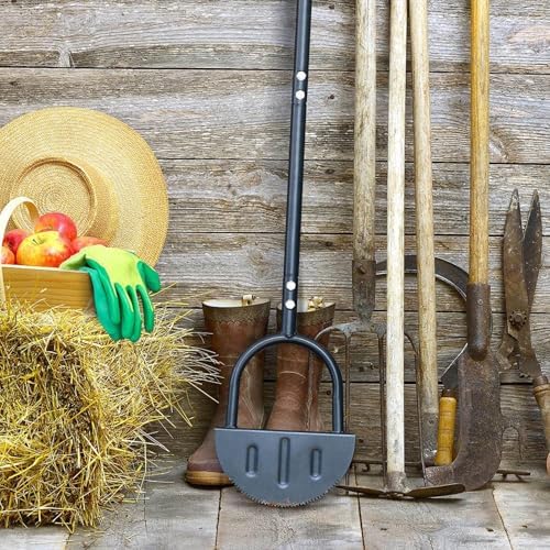 Garosa Half Moon Lawn Edger High Hardness Carbon Steel Sidewalk Grass Long Handled Step Edger Manual Trimming Shovel for Garden Yellow Black