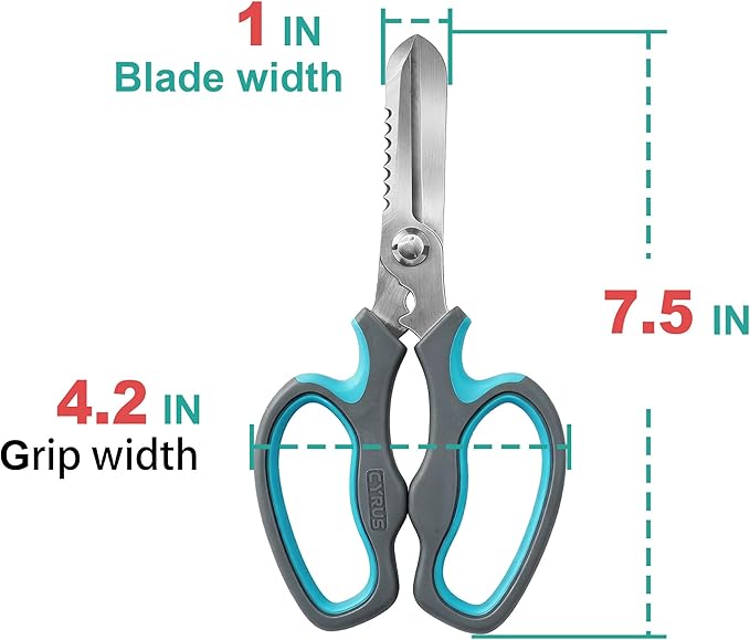 CYRUS Serrated Pruners Flower Scissors Floral Shears for Cutting Flowers,Garden Shears with Integrated Stab Remover,Florist Cutters Rose Snips,Blue