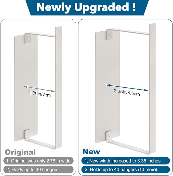 Magnetic Hanger Organizer, Strong Magnetic Hanger Holder for Laundry Room Washer, Capacity Upgrade Hangers Storage Stacker Holds up to 40 Metal Hangers White 1Pack
