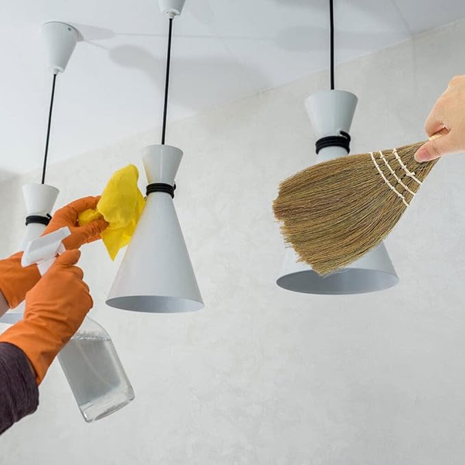 Sweeping Broom Palm Broom Small Natural Whisk Retro Vietnamese Sweeping Desk Cleaning Brush for Courtyard Garage Lobby Mall Market Sidewalks Decks