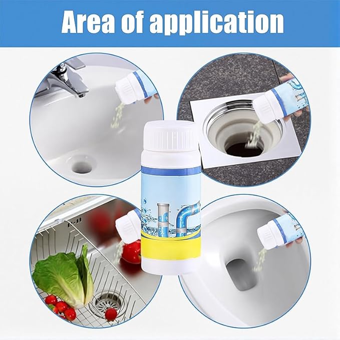 Wild Sink and Drain Cleaner Powder | Rapid-Foam Fast-Acting Pipe Declogger for Kitchen, Bathroom, Toilet, Shower Drain Maintenance (2pcs)