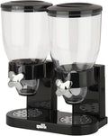 Honey-Can-Do Zevro Essential Dual-Control Dry Food Dispenser – Effortless & Organized Storage for Cereal, Dog Food, or Snack Dispenser for All Kinds of Treats, 17.5 oz Each Capacity, Black/Chrome