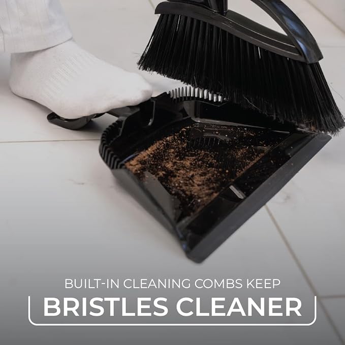 O-Cedar Indoor & Outdoor Strong Sweep Broom & Brush Bundle | Heavy Duty Bristles Remove 99% of Dust & Dirt in One Sweep | Step-On Dust Pan | Safe for Hardwoods, Powerful on Outdoor Debris