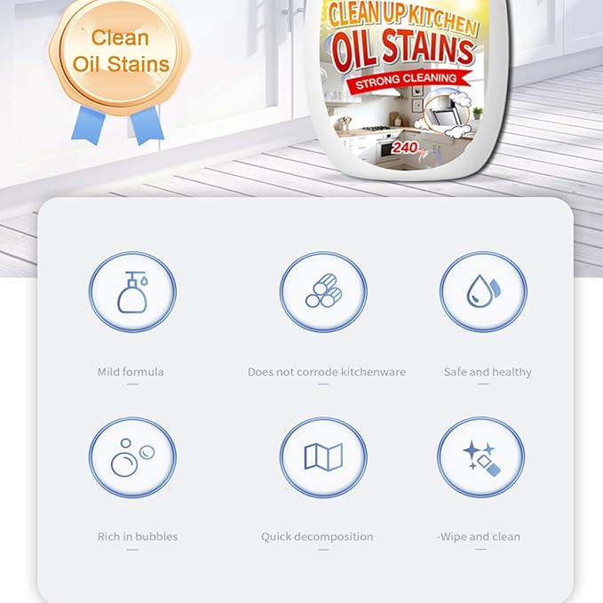 Clean Up Kitchen Oil Stains Spray,Kitchen Cleaner Spray,Heavy Oil Cleaner Stain,All-Purpose Cleaning Spray for Kitchens Oil Stain Remover (8.45oz)