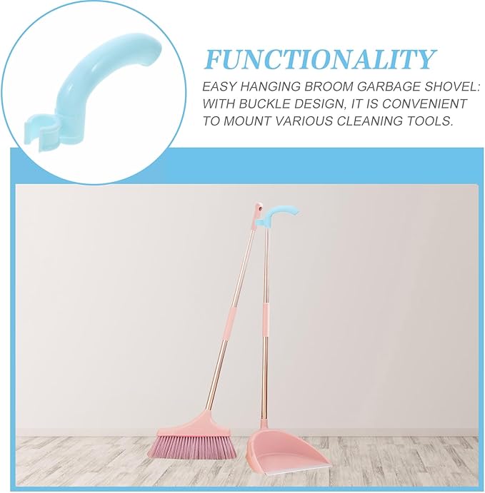 Angoily 10pcs Dustpan Handle Grips Replacement with Clip Hook Plastic Nordic Blue Dustpan Stick Replacement for Kitchen Broom Household Cleaning Accessories