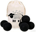 6 Pack Wool Dryer Balls Laundry Reusable Anti Static, Cotton Balls Wool Laundry Balls for Dryer Reduces Clothing Wrinkles Natural Fabric Softener Last 1000+ Loads (Black, 2.75 in/7 cm)