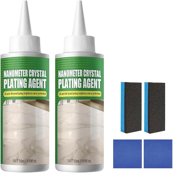 Nano Crystal Coating Agent For Tile & Furniture, 2026 New Granite Countertop Cleaner and Sealer with Protection, Quartz Marble Stone Polish Cleaner for Permanent Hold & Shine Effect Fast Drying (2Pcs)