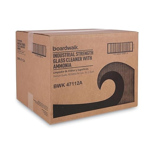 Boardwalk BWK37112A Industrial Strength Glass Cleaner with Ammonia, 32 oz Trigger Bottle (Case of 12)