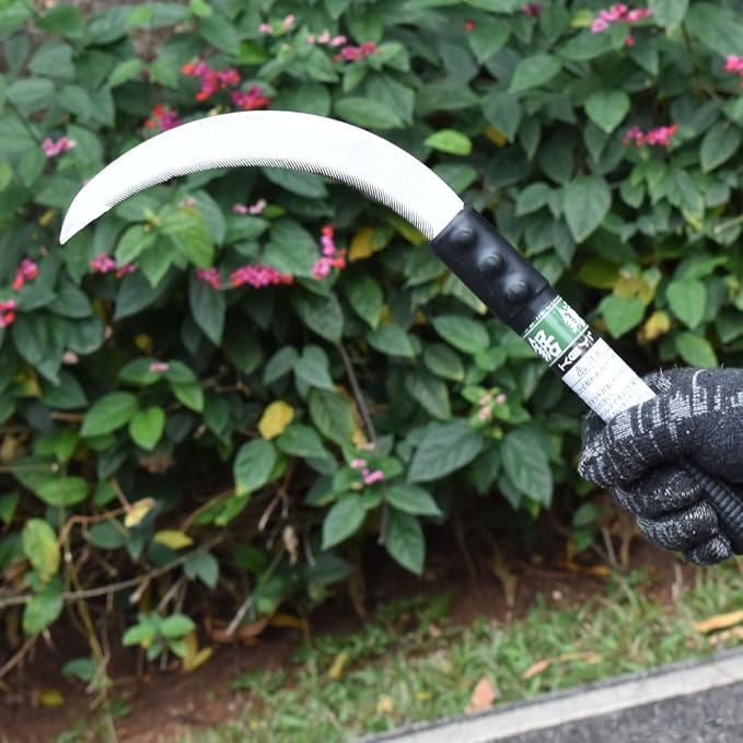 Clearing Sickle,Weeding Sickle, carbon steel Blade/steel Handle Animal Husbandry Sickle - Great for Removing Unwanted Vines and Weeds (13 in)