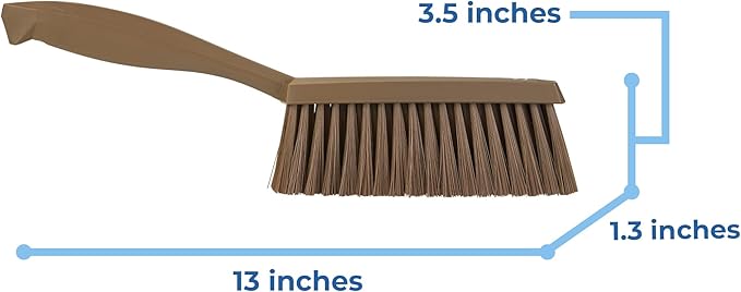 Vikan 458766 Bench Cleaning Brush, Polypropylene/Polyester Soft Bristle Dustpan Brush & Sweeper With Handle, 14-Inch, Brown