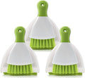 Small Hand Dust Pan and Brush - Small Broom and Dustpan Set, Mini Broom and Dustpan, Compact Dustpans and Brush for Home Cleaning, Sofa, Desk, Guinea Pig Cage, Cat Litter, etc. (Green 3 Set)