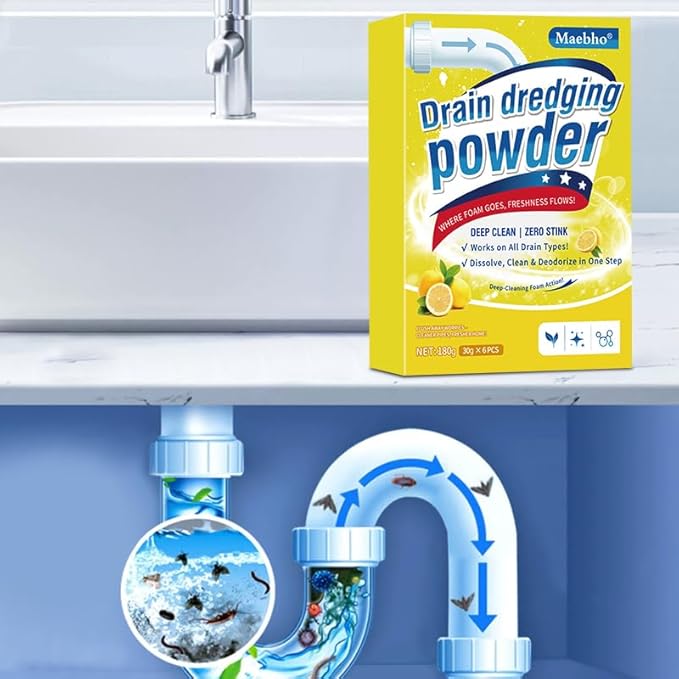 Garbage Disposal and Drain Pipe Cleaner, Drain Line Cleaner Rapid-Foam Fast-Acting Sink Pipe Dredge Cleaner Powders 6 Unit Pack for Kitchen Toilet Pipe Dredging