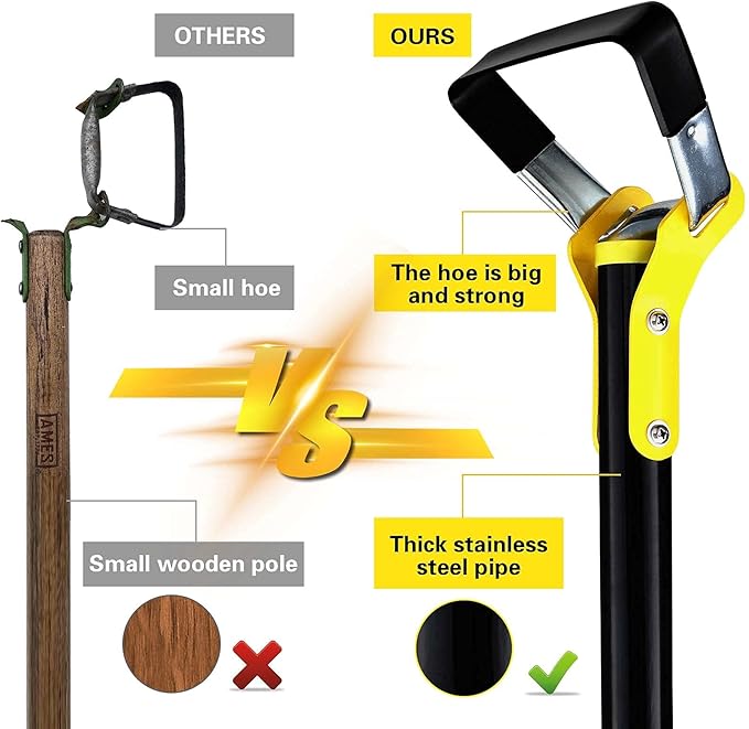 SANDEGOO Garden Hoe Tool，54 inch Weeding Tools for Garden,Handheld Weeding Rake Planting Vegetables Farm,Sharp Durable Gardening Gifts for Hoe Garden Tool Traditional Steel Quenching Forging Process