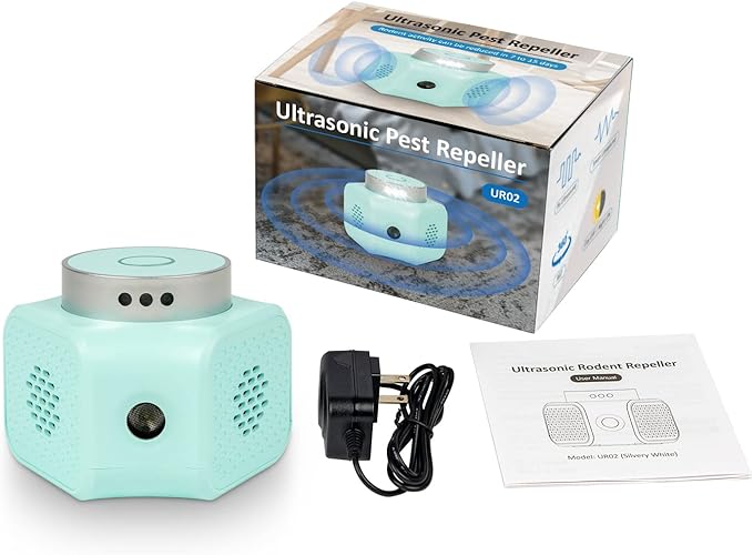 Rodent Repellent Ultrasonic Plug in - Squirrel Deterrent, Mouse Deterrents, Rodent Repellent Indoor - Squirrel Repellent for Attic Garage RV - Rat Repellent Ultrasonic - UR02 Light Blue