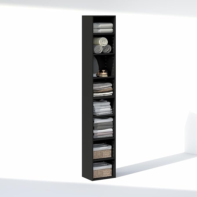 Furinno PASIR 8-Tier Closet Organizers and Storage, Open Shelf, Storage Organizer, 12-Inch Width, for Closet, Bedroom, Blackwood
