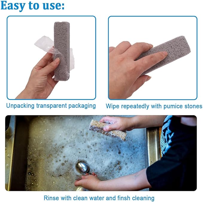 30PCS Pumice Stones for Cleaning,Grey Pumice Scouring Pad,Cleans Hard Water Ring, Calcium Stain, Pumice Stick Cleaner for Toilet, Bathtub, Kitchen Sink, Grill (5.9 x 1.4 x 0.9 Inches) M1-060
