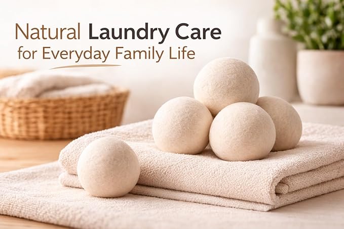 XL Wool Dryer Balls 6 Pack, 3 Inch, 100% New Zealand Wool, Reusable Natural Fabric Softener for Towels, Bedding and Larger Loads, Helps Reduce Drying Time, Wrinkles and Static Cling