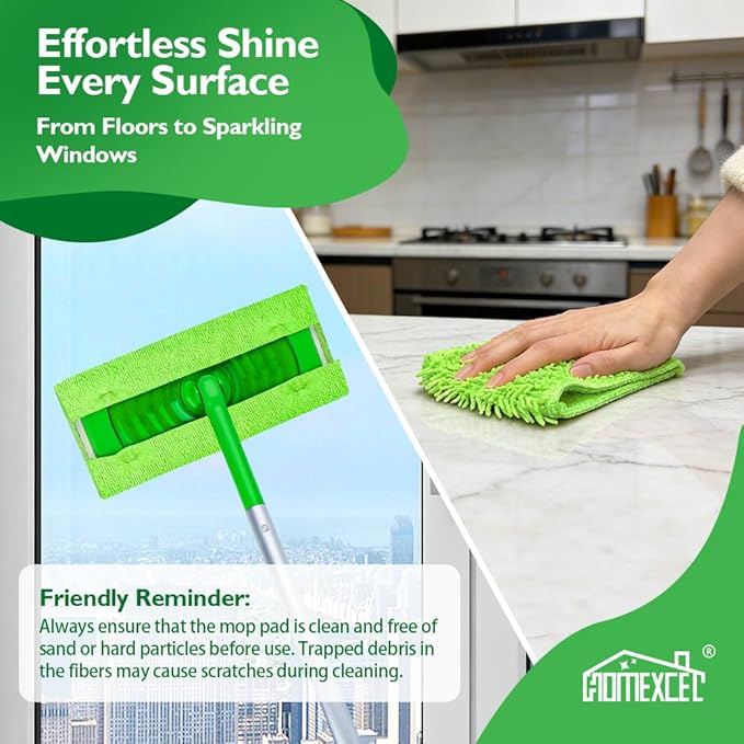HOMEXCEL Microfiber Mop Pads Compatible with Swiffer Sweeper, Reusable Machine Washable Pad Refills, Mop Head Replacements for Multi Surface Floor Cleaning, 10 Pack