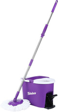 Fabuloso Spin Mop and Bucket, Hands-Free Wringing Spin Bucket - Machine Washable and Replaceable Microfiber Mop Head, Adjustable Pole Length - Clean Your Floors with Ease