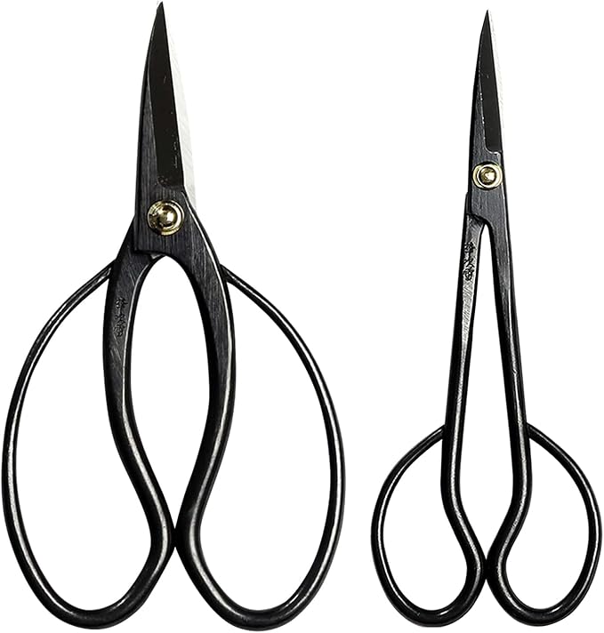 Wazakura Bonsai Pruning Scissors Tool Set Made in Japan, Trimming Japanese Shears Starter Kit Pack - Traditional Bonsai Scissors and Satsuki Trimming Scissors Pack