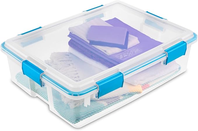 Sterilite 8-Pack Gasket Box, Weather-Resistant Storage Bins with Latching Lids, 37 Quart - Heavy-Duty Organizing Containers for Closet, Bathroom, and Office