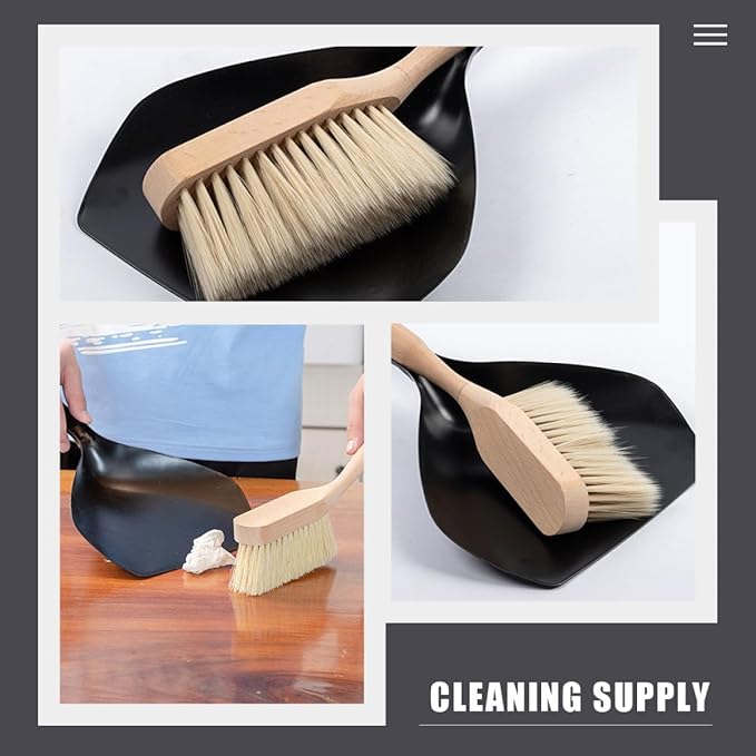 Mini Broom and Dustpan Set with Handle, Handheld Household Cleaning Accessory for Desktop and Office, 2pcs Portable Sweeping Tool for Small Debris Removal