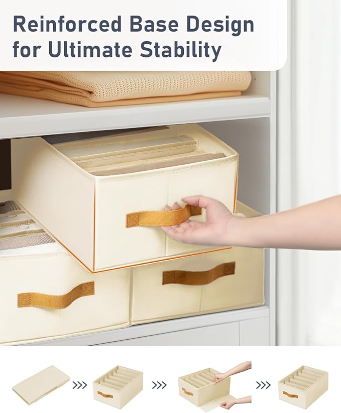 DIMJ Wardrobe Clothes Organizer, Foldable Closet Organizers for Clothing, Fabric Clothes Organizer, Closet Organizers and Storage boxes for Jeans, TShirt, Sweaters, Pants, Underwear, Legging