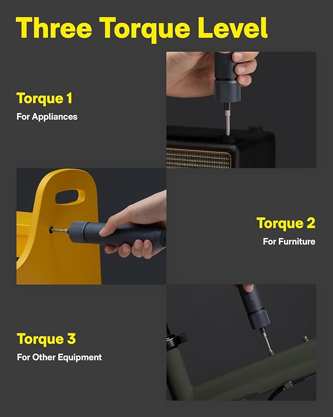 HOTO Electric Screwdriver Kit, Upgraded 1/4'' Hex 25 Bits, Magnetic Lid, Rechargeable Cordless Screwdriver, 1500mAh Battery, LED Light, Ideal for Furniture Assembly, Home Repair & Garage Projects