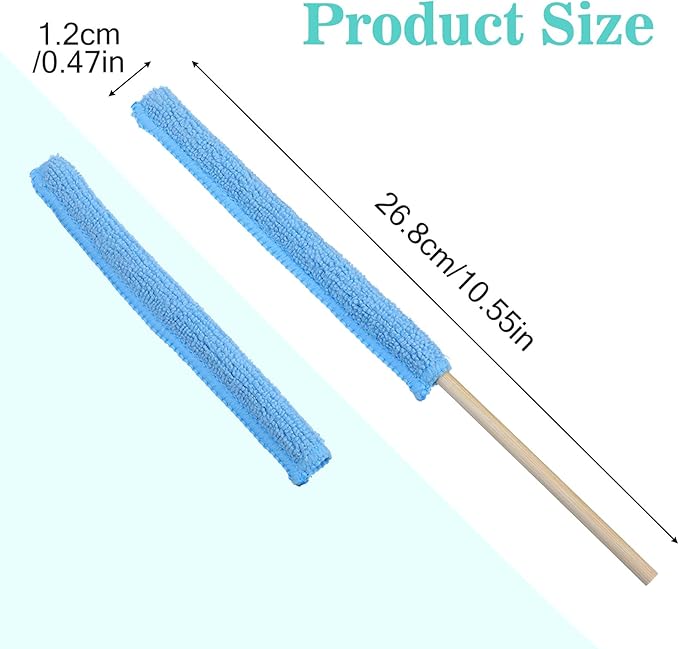 14 Pcs Microfiber Detail Duster Sticks,Small Dust Brush for Tight Spaces,Disposable Crevice Cleaning Tool,Microfiber Mini Fan Cleaner Duster for Vent,Window,Car,Home & Office