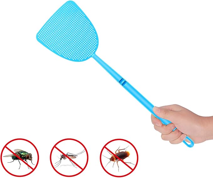 Boao 10 Pcs Fly Swatter Bulk Plastic Colorful Strong Flexible Manual Fly Swat Set Long Handle Durable Bug Swatter for Indoor and Outdoor