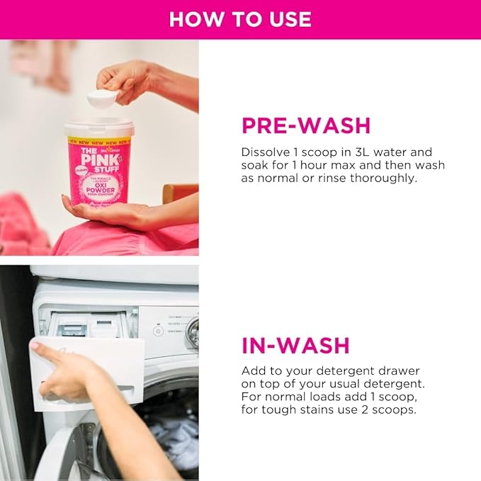 Stardrops The Pink Stuff Miracle Laundry Oxi Powder Stain Remover for Colours,1kg,(Pack of 6)